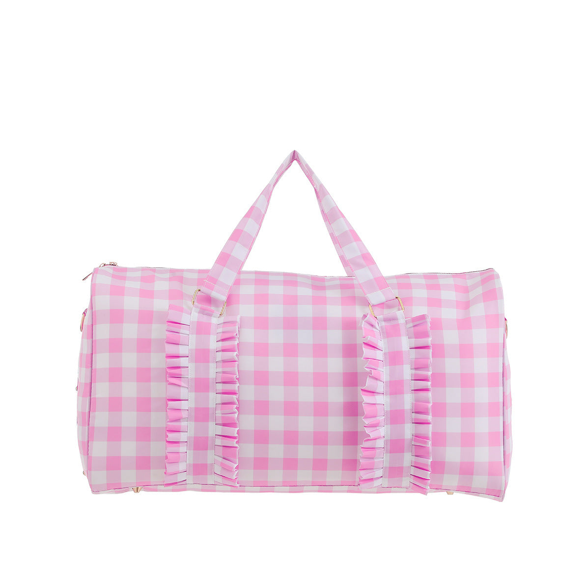 Pink Travel Bag with Large Capacity - Stylish Striped Backpack for Short Trips, 40x28x10cm