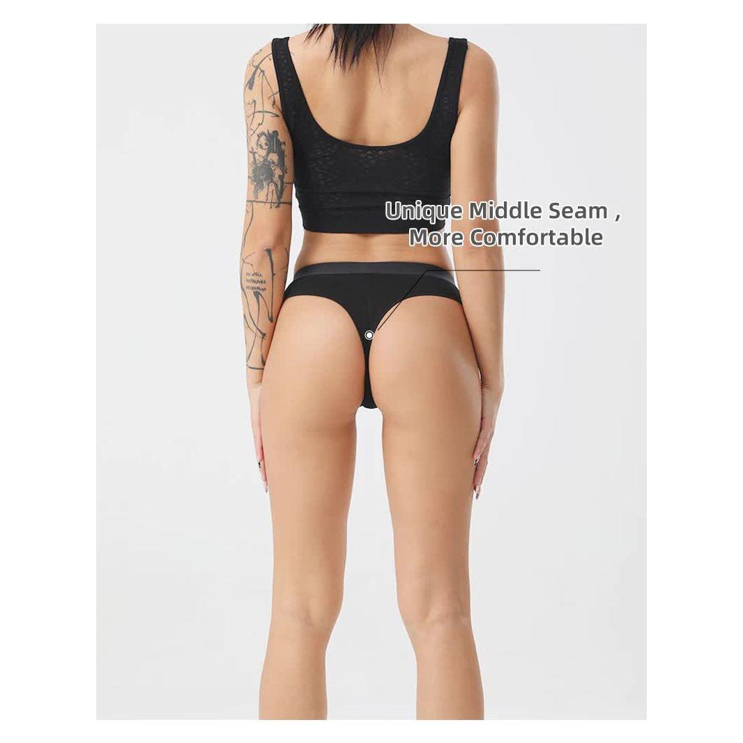 4 pcs Women's Sexy Low-Waist Cotton Thong Underwear, Size S