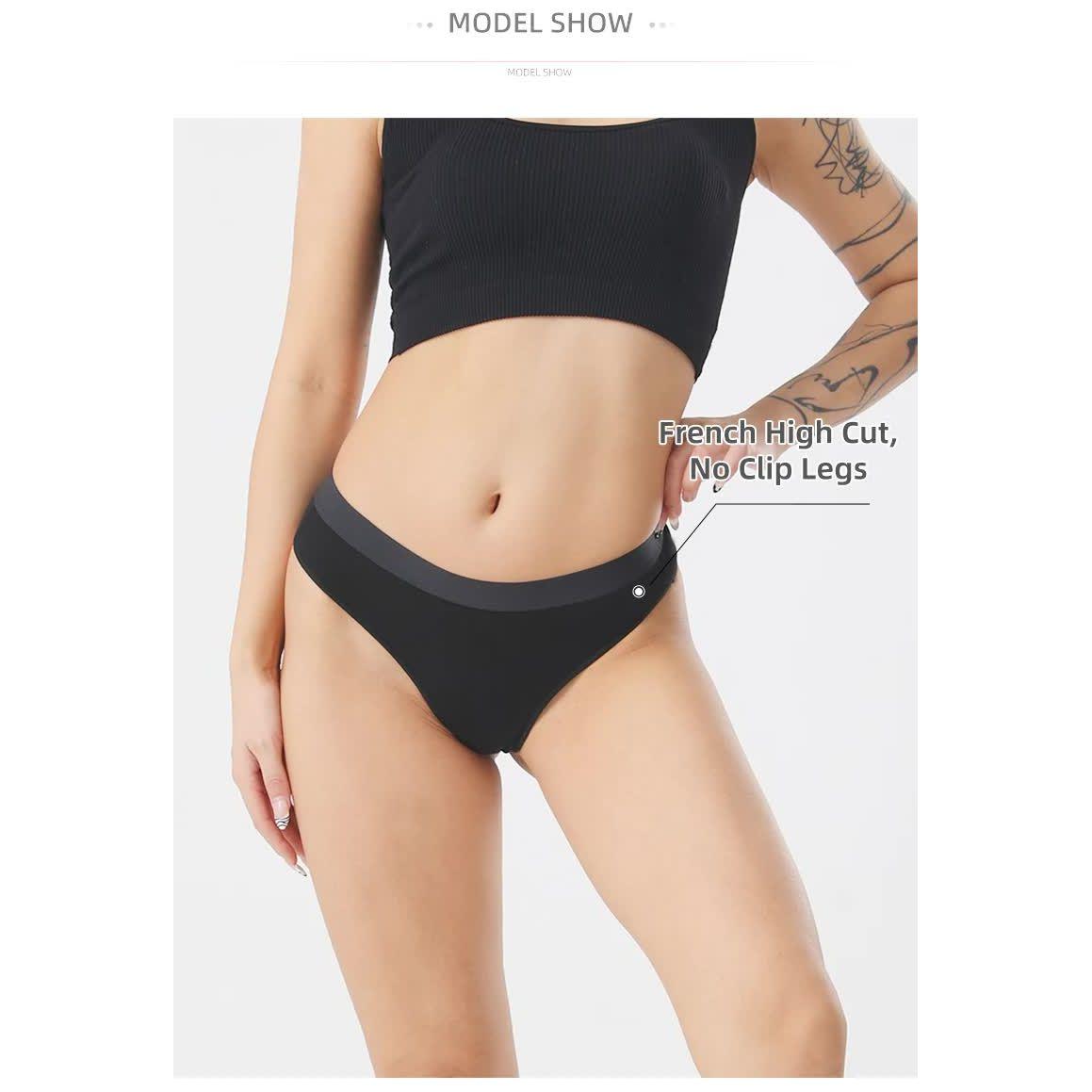 4 pcs Women's Sexy Low-Waist Cotton Thong Underwear, Size M