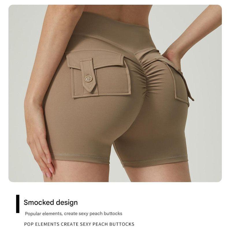 Black High-Waisted Yoga Shorts with Pockets for Women - Butt-Lifting, Breathable, and Comfortable Activewear L