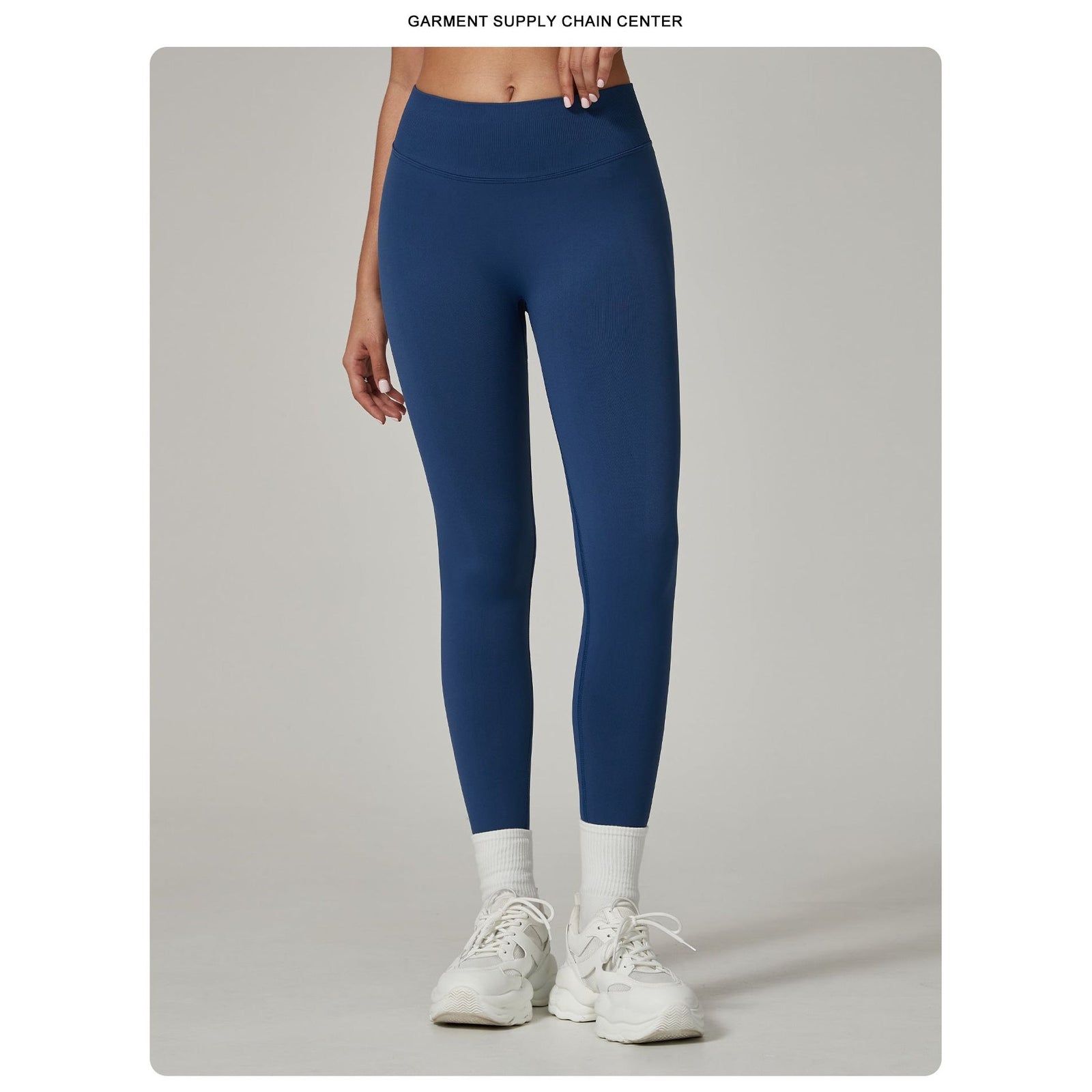 Dark Blue High-Waisted Butt Lift Yoga Pants for Women - Peach Hip Design, Full-Length Leggings, Workout and Fitness Activewear size L