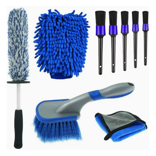 9-Piece Car Cleaning and Detailing Kit - Comprehensive Auto Wash Set with Brushes, Towels, and More