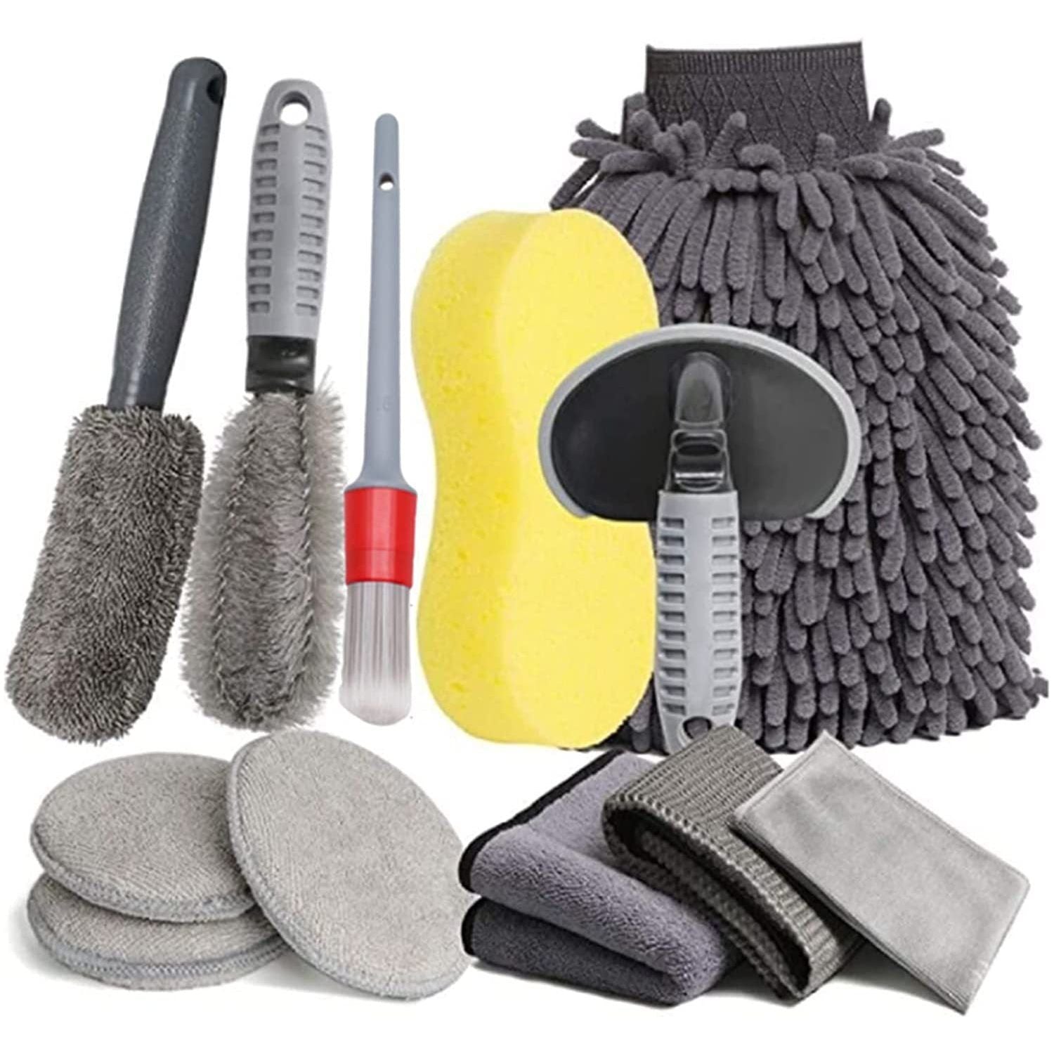12-Piece Car Cleaning and Detailing Kit - Comprehensive Auto Wash Set with Brushes, Towels, and More