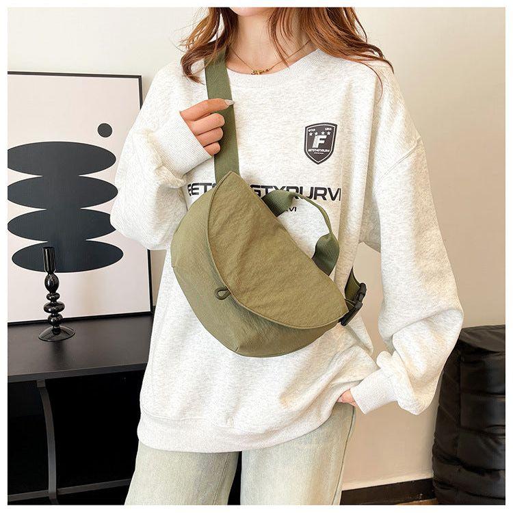 Green Trendy Crescent Crossbody Bag - Unique Design Shoulder Bag