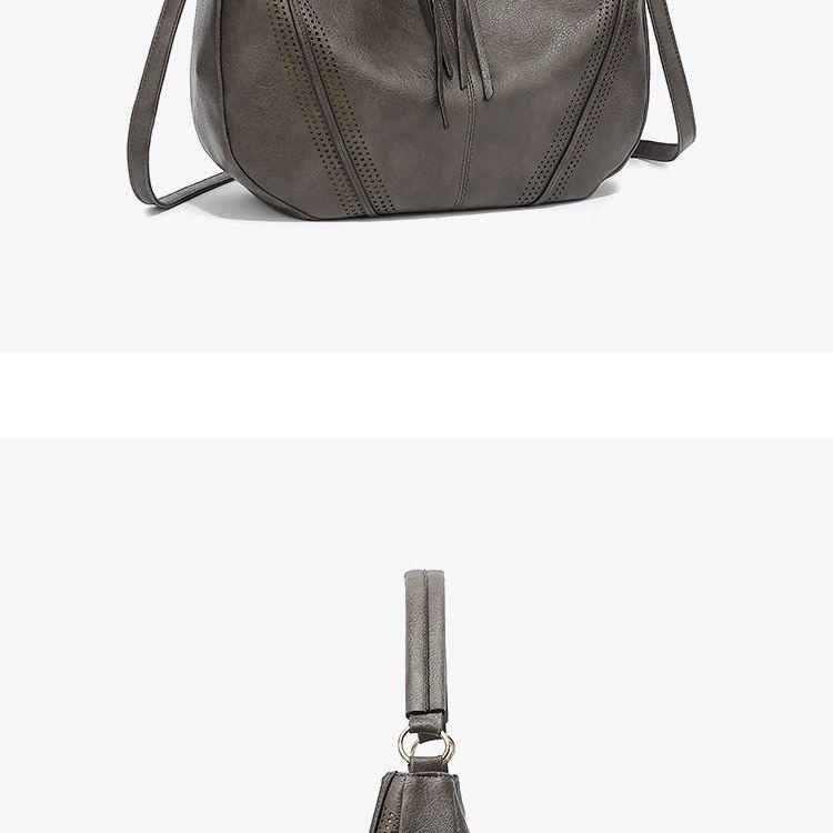 Light Gray Faux Leather Hobo Bag - Large Shoulder Tote w/Coin Purse