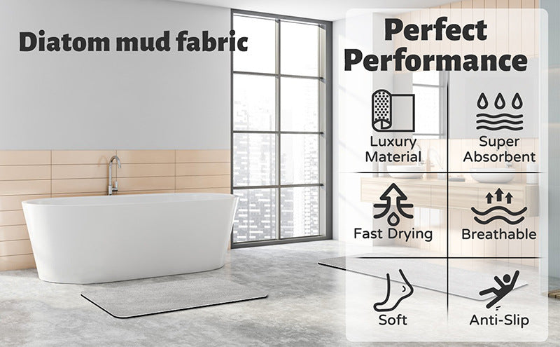 Oval dark green Quick-Dry Absorbent Non-Slip Bath Rug for Bathroom, Kitchen & Entryway 60x90cm