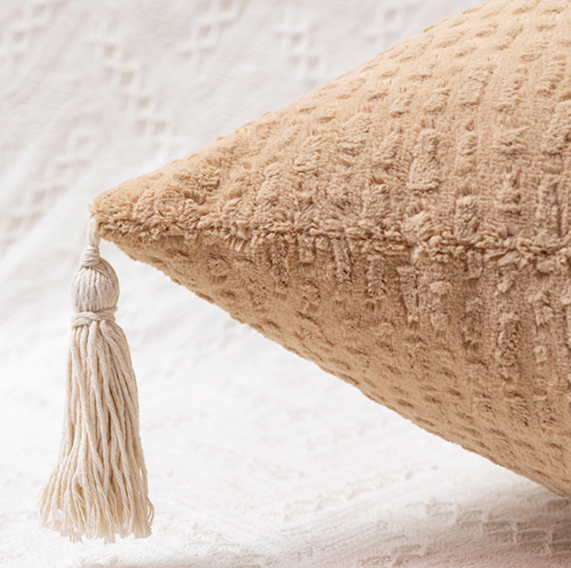 Silver Blue Set of 2 Textured Velvet Throw Pillow Covers with Tassels - Decorative Square Cushions 45*45cm