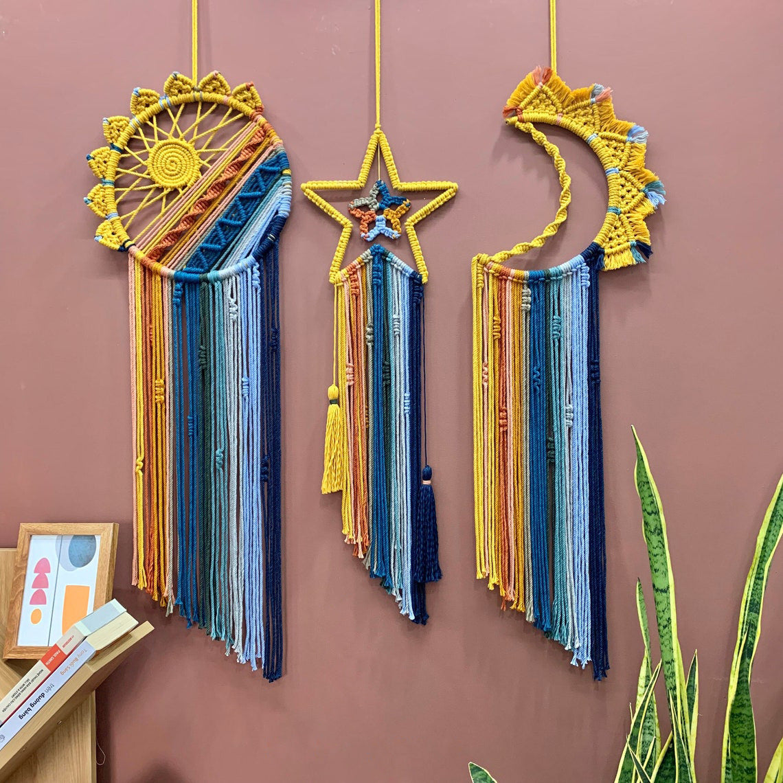 Colorful Tassel Dream Catcher - Bohemian Style Wall Decor (moon)