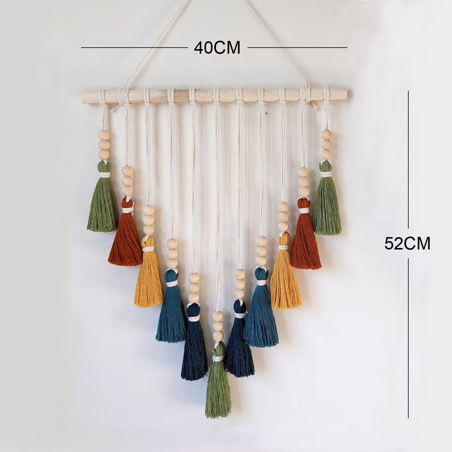 Colorful Tassel Wall Hanging-Wooden Beads Boho Tapestry Home Decor