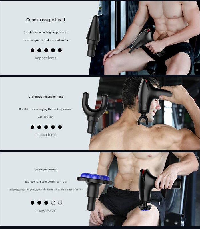 Black Fitness Muscle Relief Gun - Mini, Cold Pack, LED Display
