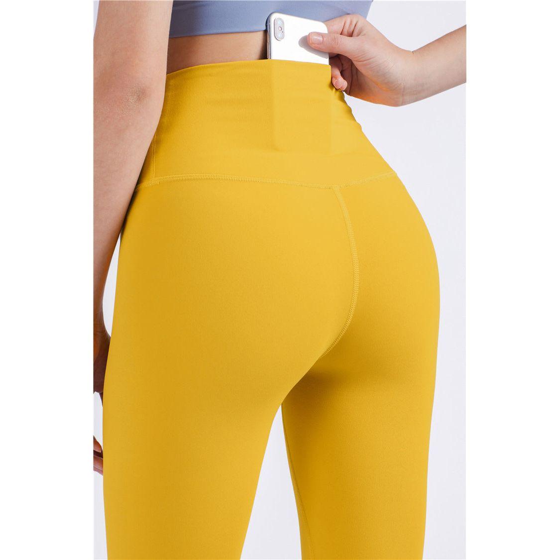 Size XL Red High-Waisted Seamless Yoga Pants for Women - Tummy Control, Butt Lifting & Back Waistband Pocket