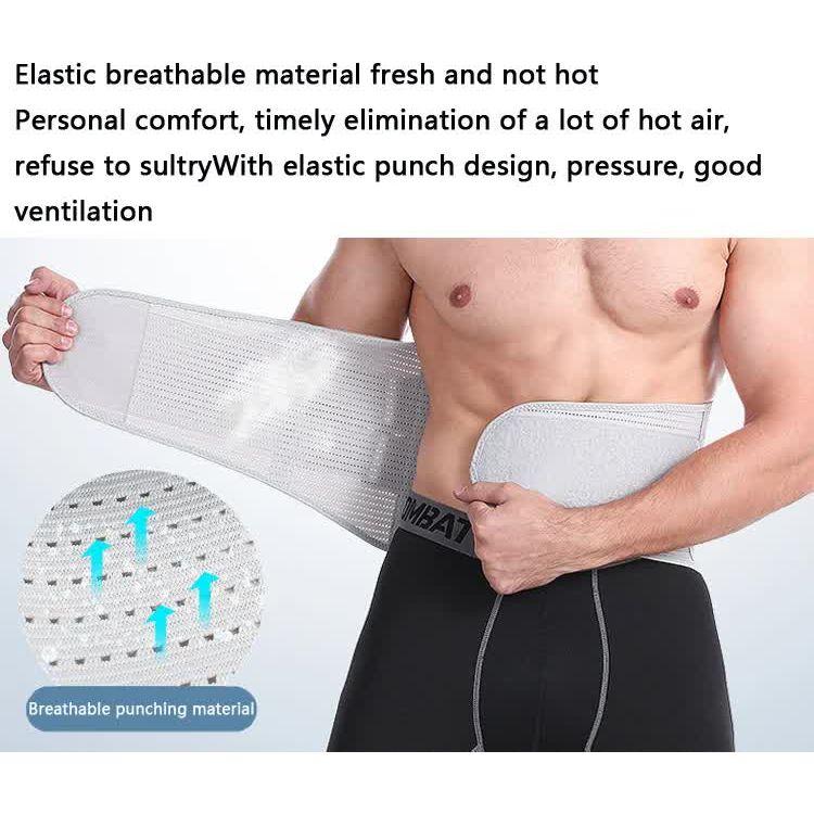 Size L Grey Breathable Waist Support Belt - Adjustable Back Brace for Men and Women, Ideal for Weightlifting, Squats & Back Pain Relief