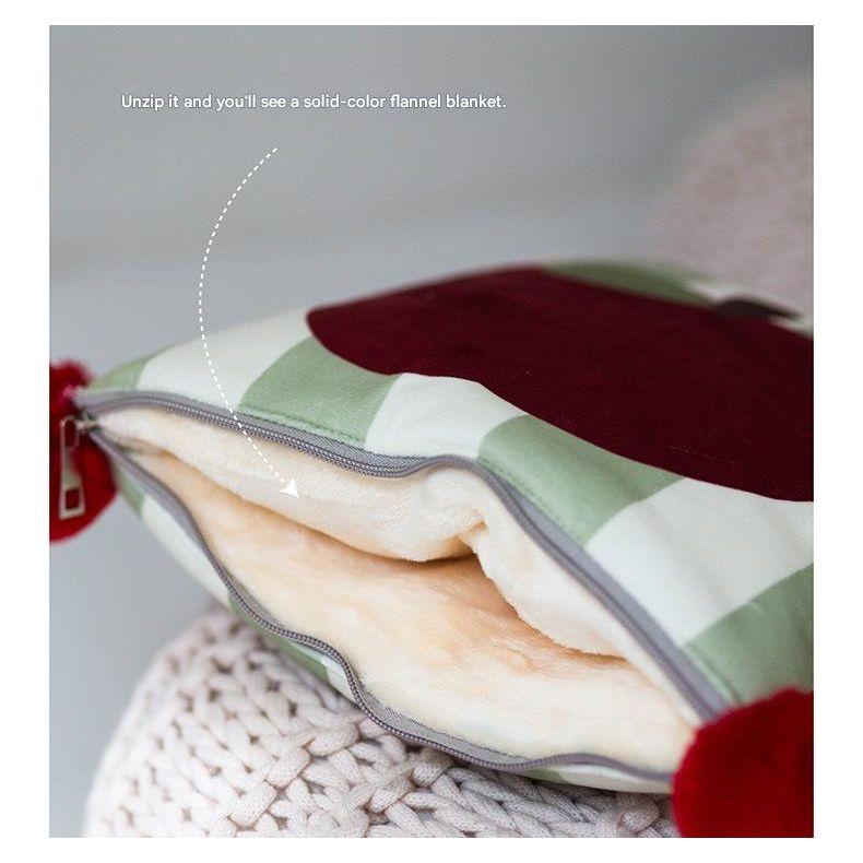 Blue Blueberry Pattern Premium Plush Throw Pillow Blanket Combo - Versatile Sofa Cushion for Home and Car Use, Ideal for Naps and Lounging