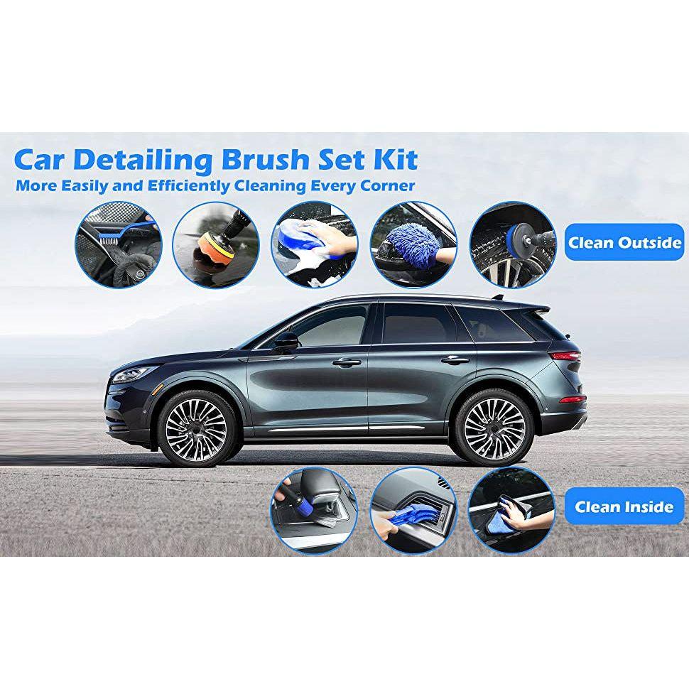 Blue 10-Piece Car Cleaning Kit – Complete Car Care Set with Towels, Brushes, Gloves, and Storage Bag