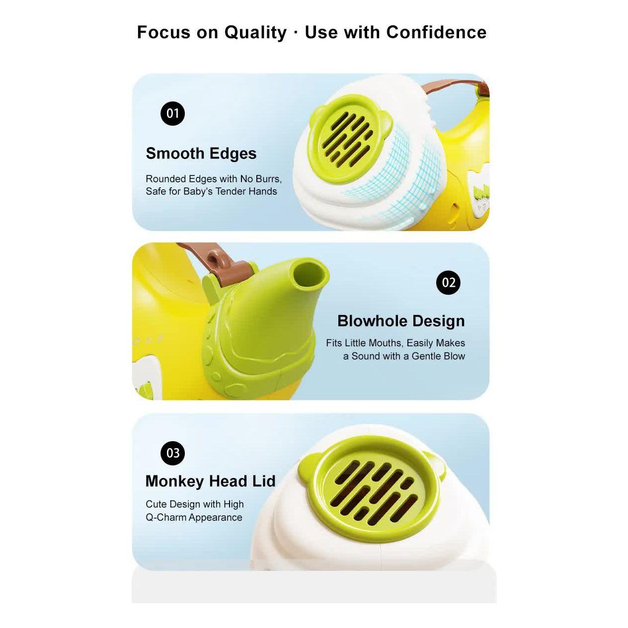 Pink Interactive Animal Sound Whistle Horn for Kids - Lung Capacity Training and 30+ Sound Effects Toy