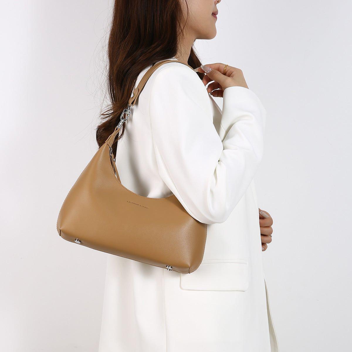 Brown Women's Trendy PU Leather Shoulder Bag - Fashionable Underarm Hobo Bag with Adjustable Strap