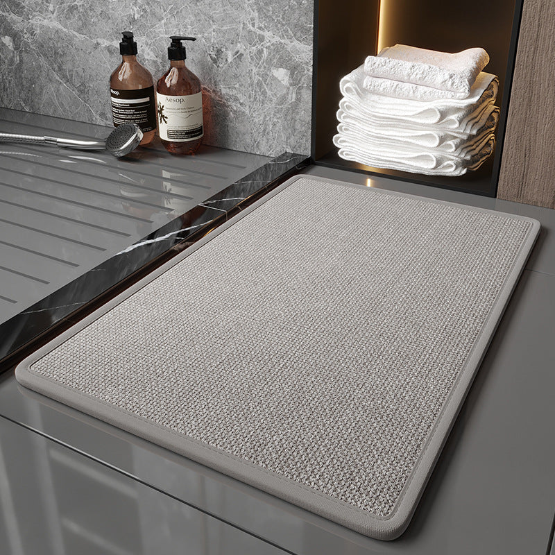Grey Quick Dry Bathroom Rug - Non-Slip PVC Foam, Super Absorbent, 50x80cm