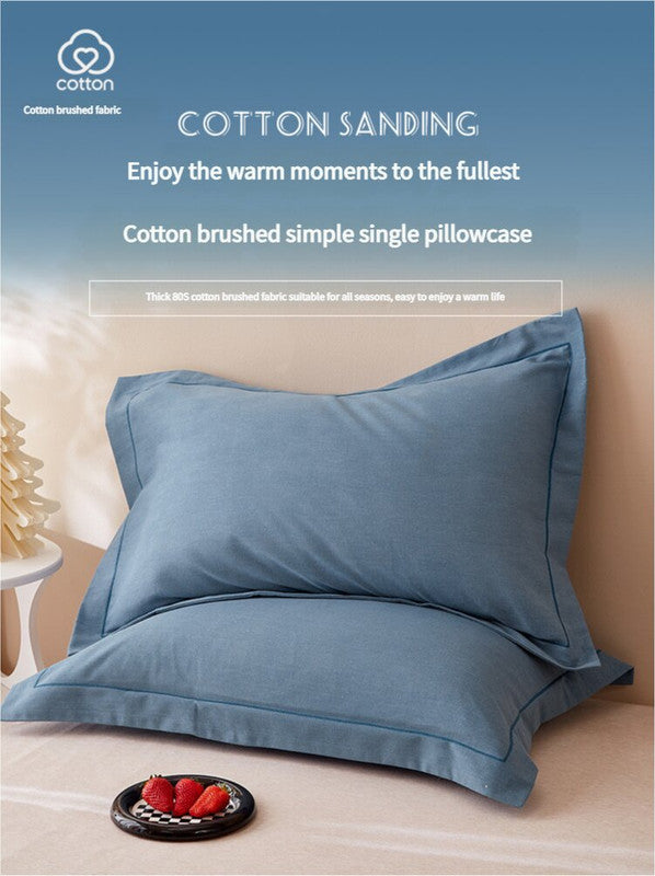 Bright Purple Pure Cotton Flannel Pillowcase Set - Soft, Thickened, Solid Color (Pair, 48x74cm)