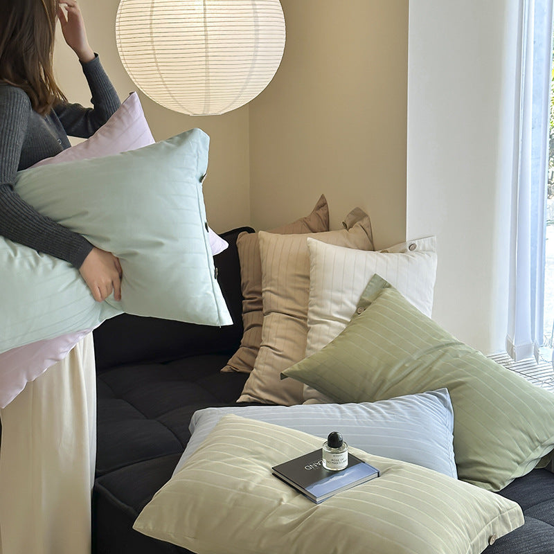 Blue Pinstripe Long Staple Cotton Sateen Pillowcase Set - Jacquard Striped, Pure Cotton, 48x74cm (Pair)