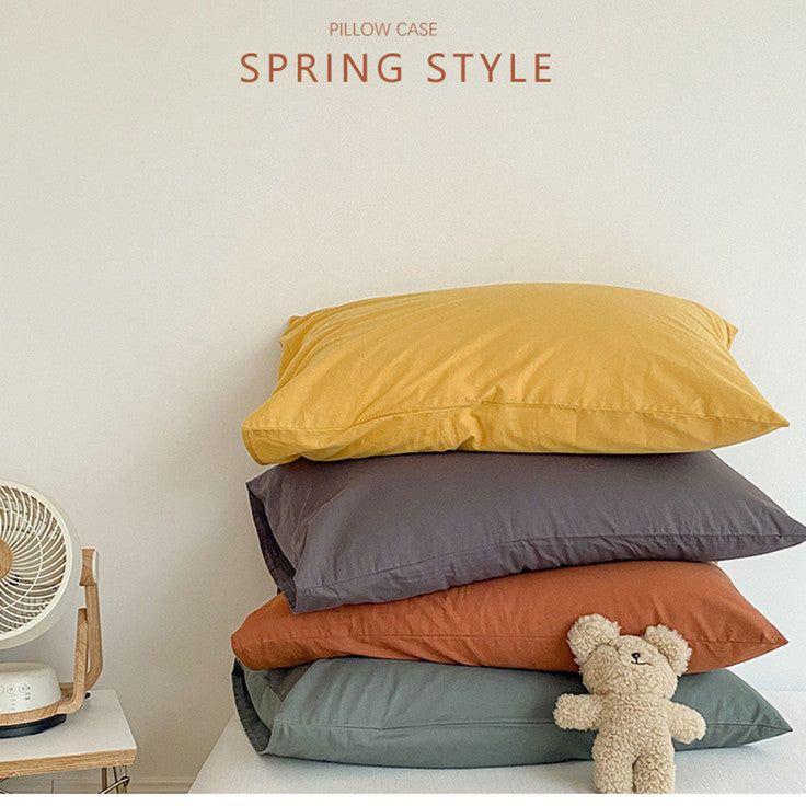 Yellow 100% Cotton Pillowcase Set - Envelope Closure(without pillow core)