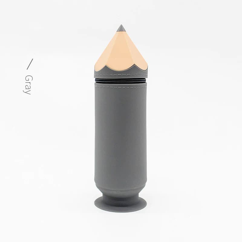 Grey Creative Silicone Pencil Case - High-Value Stationery - Large Capacity Desk Organizer