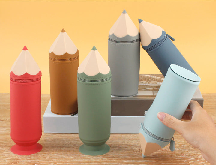 Grey Creative Silicone Pencil Case - High-Value Stationery - Large Capacity Desk Organizer