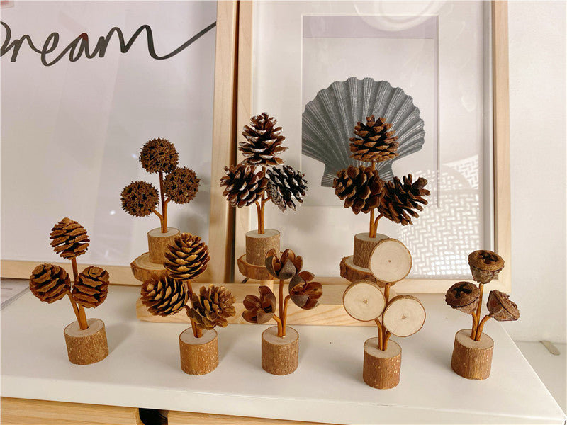 Brown Rustic Forest-Style White Frost Pine Cone Ornaments - Elegant 10-12cm Synthetic Resin Craft