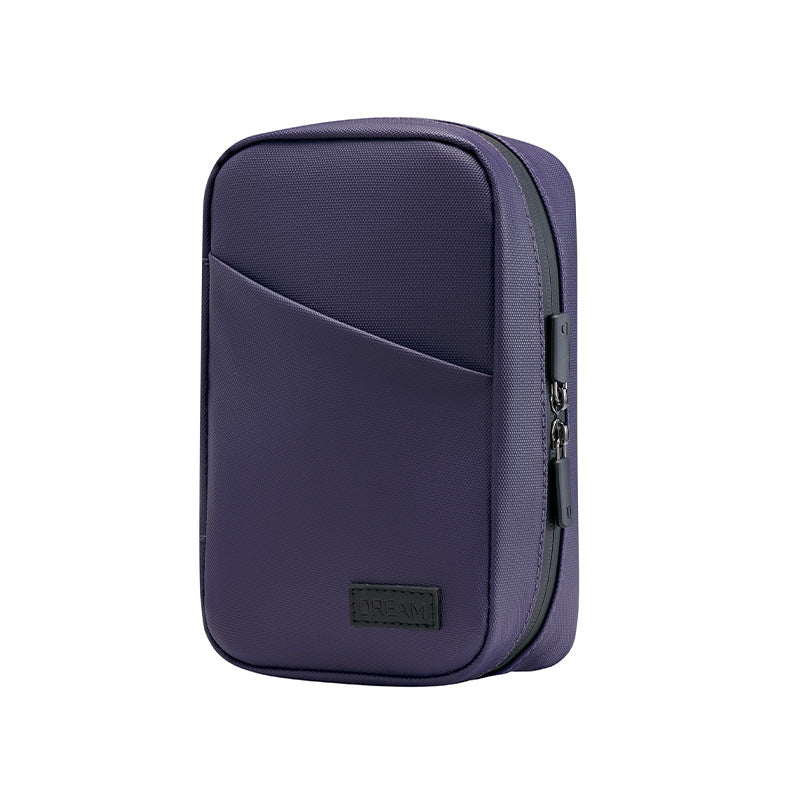 Dark Purple Premium PU Leather Multi-Functional Travel Cable Organizer - Waterproof Digital Storage Pouch
