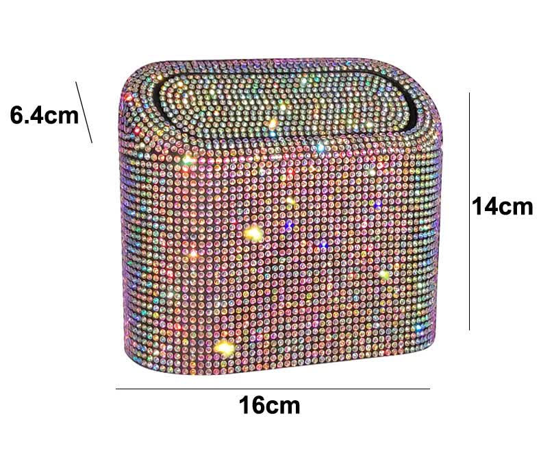 Red Diamond Sparkly Rhinestone Car Trash Can - Diamond Auto Garbage Bin Organizer