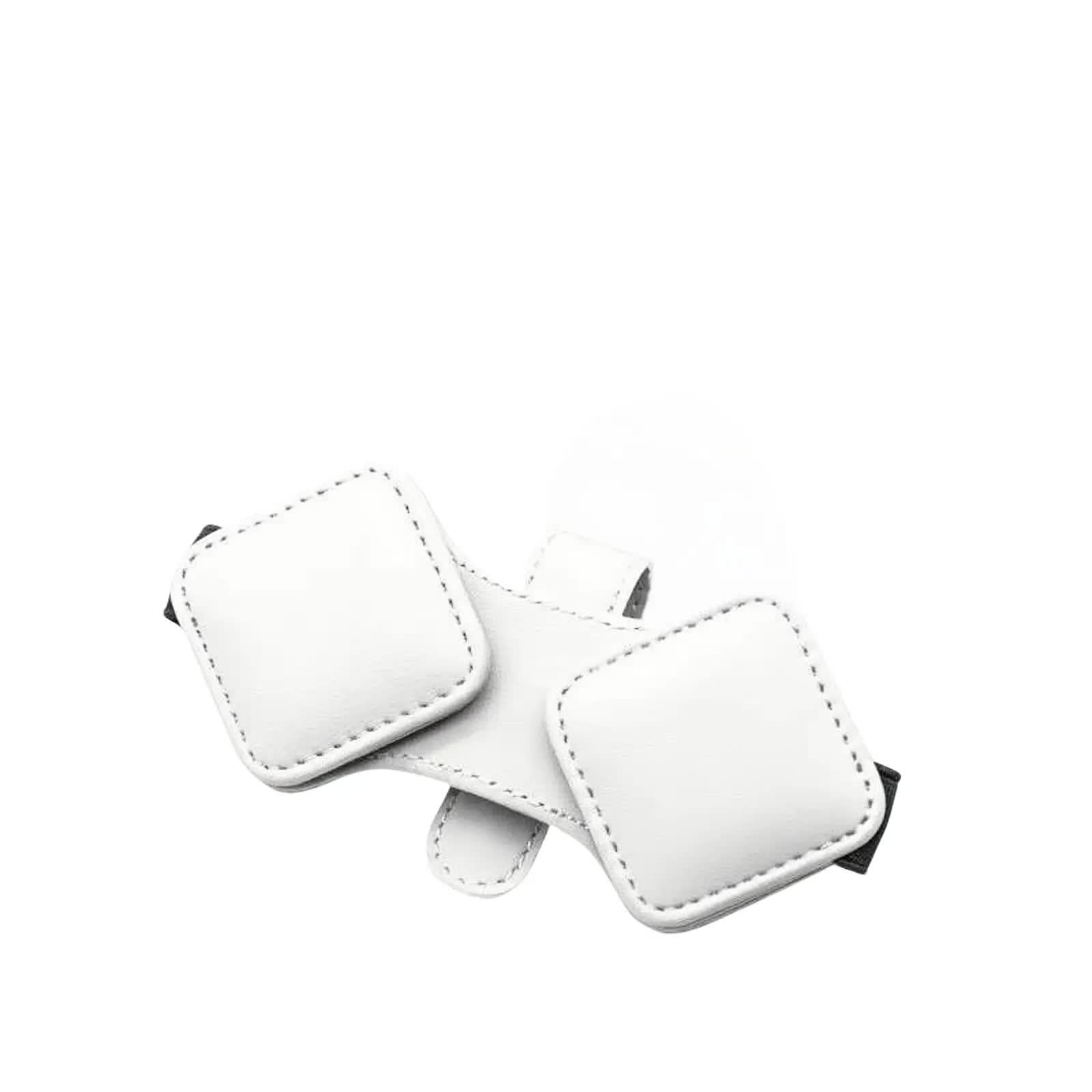 2 Pcs White Car Sun Visor Glasses Holder Clip with Dual Magnetic Clamps - PU Leather, Anti-Slip, and Multi-Functional Storage