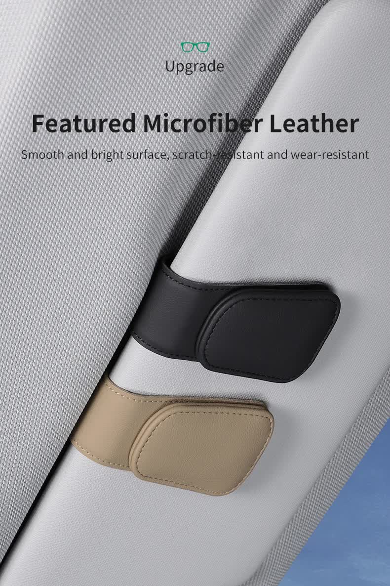 2 Pcs Red PU Leather Car Visor Sunglasses Holder - Multi-Functional Clip for Glasses, Cards & Tickets, 9.5x4.5cm