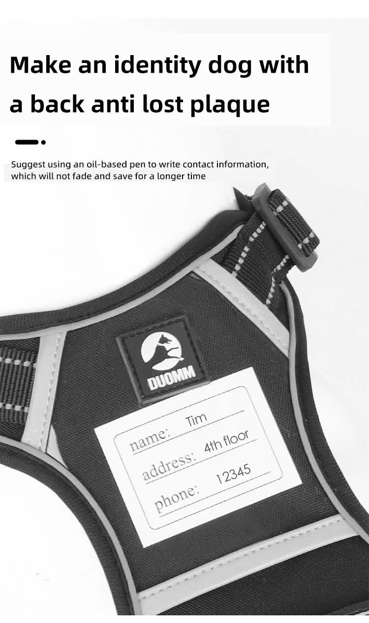 Size M Black Reflective No-Pull Dog Harness - Adjustable & Durable for Large Breeds, Anti-Escape Design