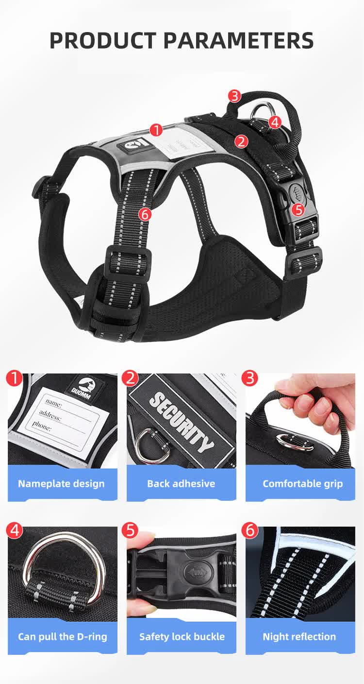 Size XL Red Reflective No-Pull Dog Harness - Adjustable & Durable for Large Breeds, Anti-Escape Design