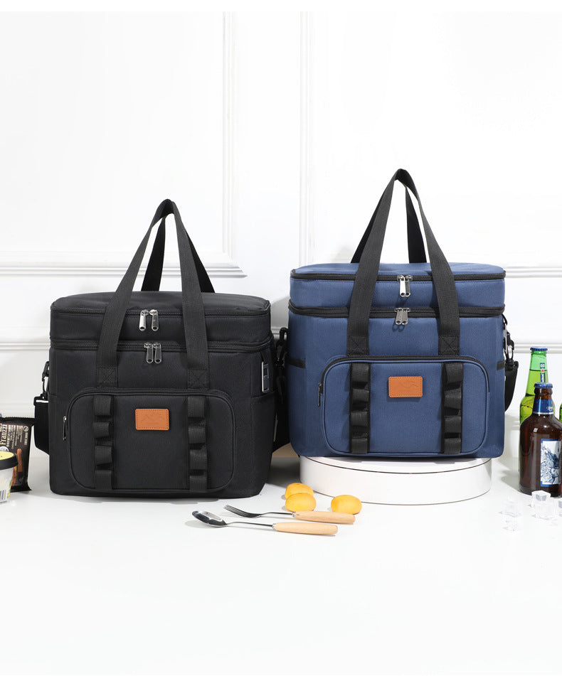 Black 23L Extra Large Insulated Cooler Bag with Double Layers - Perfect for Camping, Picnics, and Outdoor Adventures