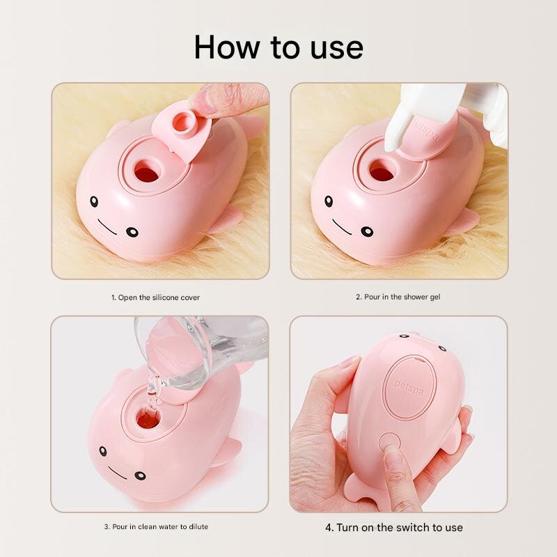 2 PCS Pink Dolphin Electric Pet Brush | One-Click Spray, Massage, & Hair Removal