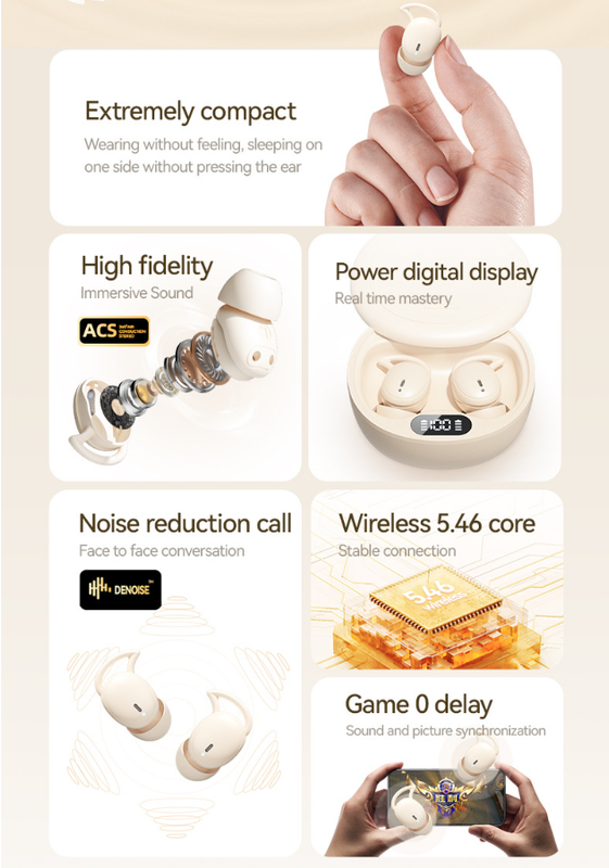 Skin Color Sleep Earphones - Ultra-Comfortable Mini In-Ear Headphones