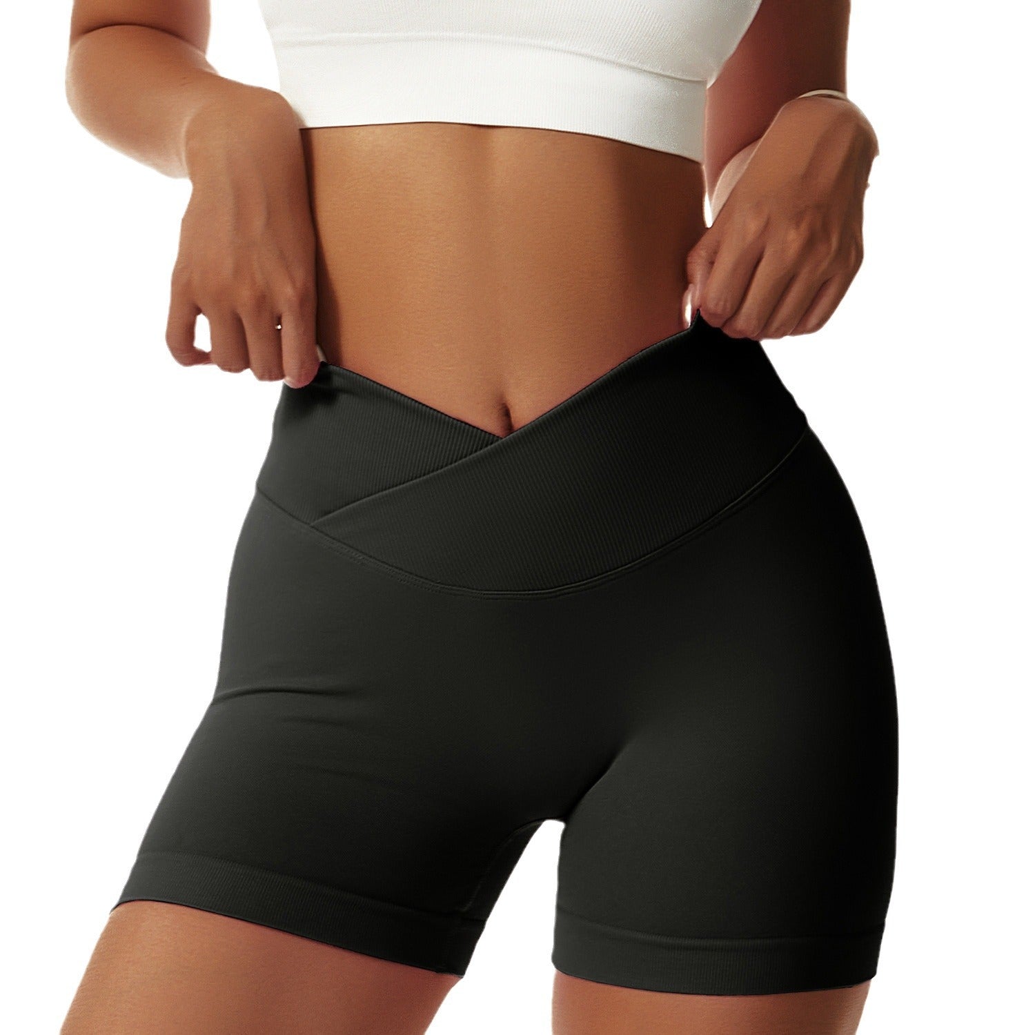 Black Yoga Shorts - Seamless, High Waist, Tummy Control Size S