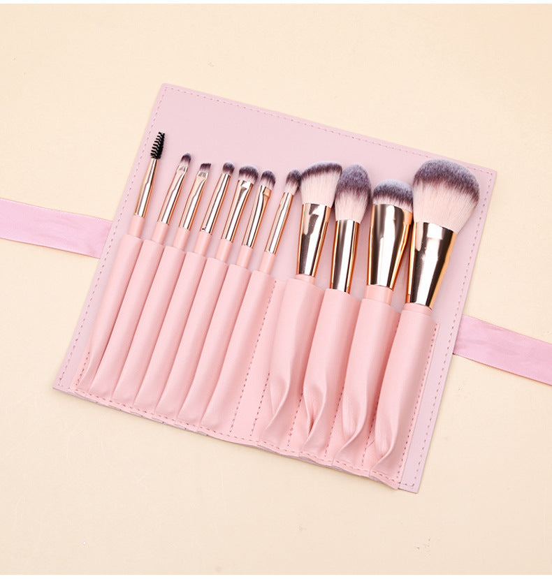 Pink 11 Pcs Makeup Brush Set - Complete Brush Kit with Travel Case