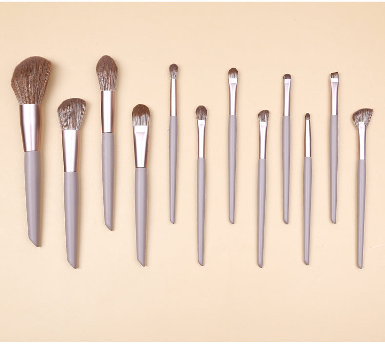 Brown Professional 12 Piece Makeup Brush Kit - Soft Synthetic Brushes for Face & Eyes