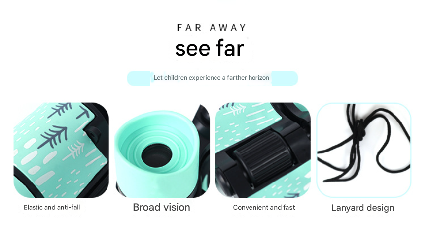 2 PCS Orange Kids Binoculars - Rubber Grip, Tree Pattern