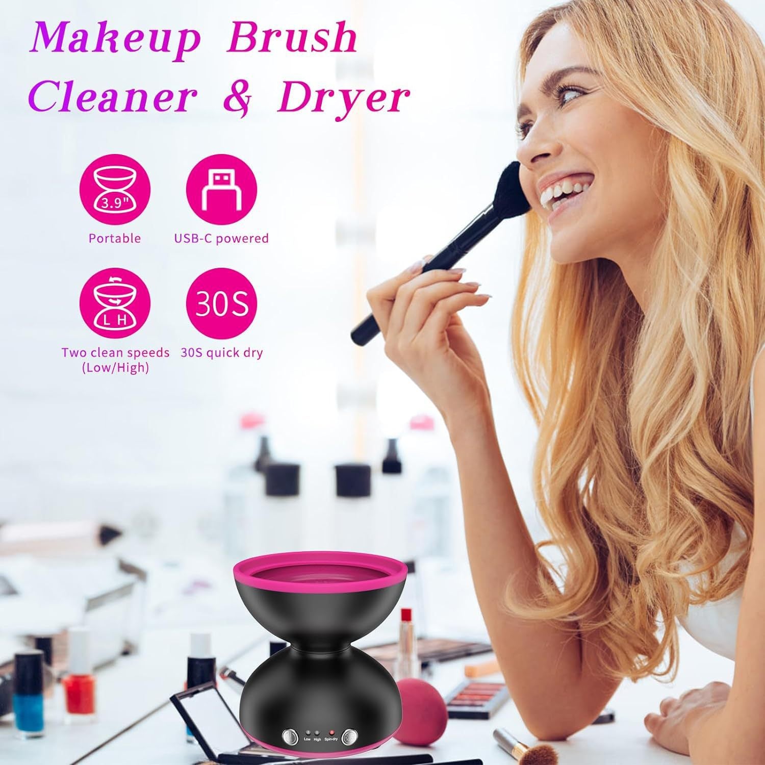 Black Electric Makeup Brush Cleaner - Fast & Deep Cleaning, USB Powered