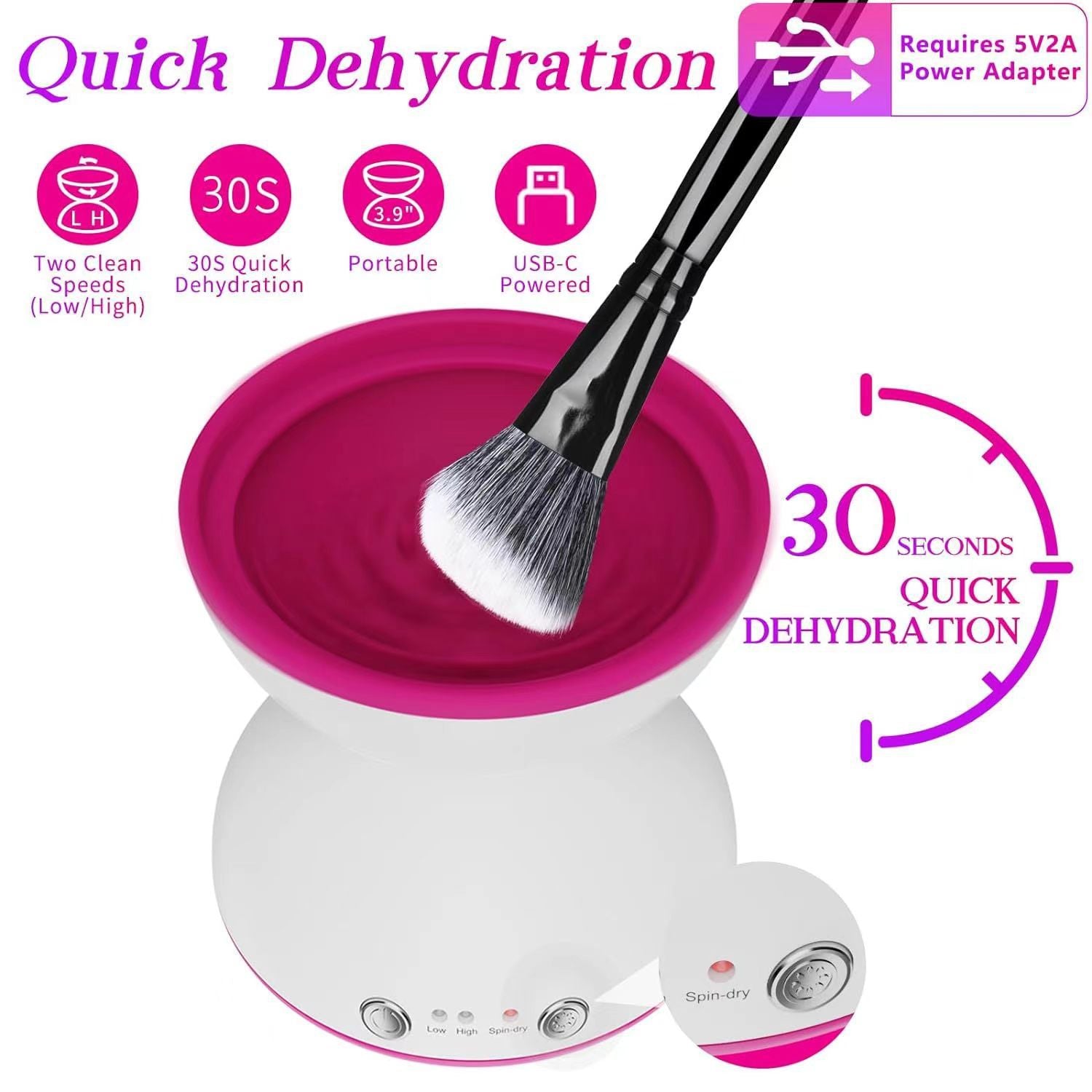 White Electric Makeup Brush Cleaner - Fast & Deep Cleaning, USB Powered