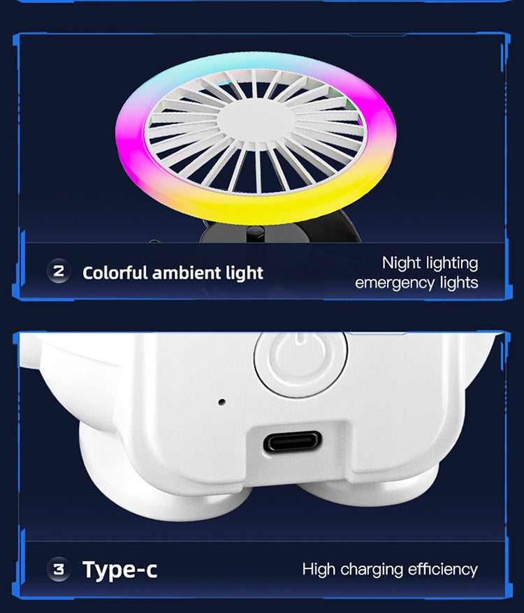 Green Astronaut Portable Fan - USB Rechargeable Desk Fan with RGB Night Light