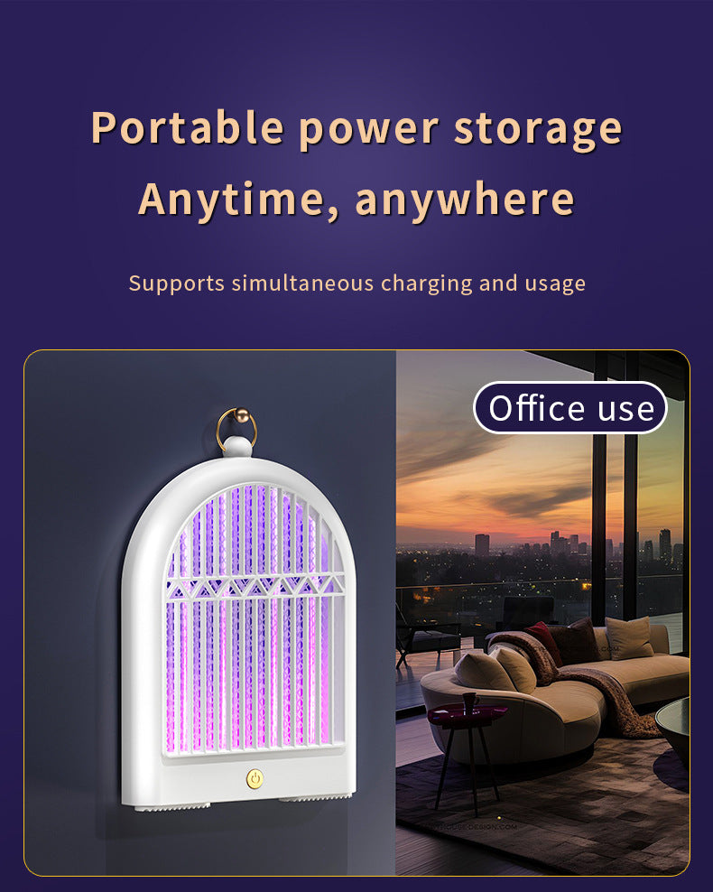 Black (Chargeing version) USB Mosquito Killer Lamp - Electric Bug Zapper, Wall-Mounted/Standing, Silent