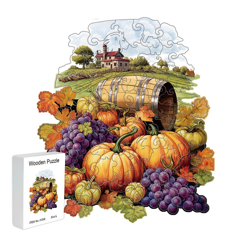 Purple grapes Thanksgiving Wooden Puzzle - Vegetable & Fruit Design, Home Decor, Educational Toy (Size S)