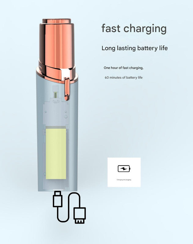 Champagne Gold Mini Lipstick Electric Shaver - USB Rechargeable Facial Hair Remover