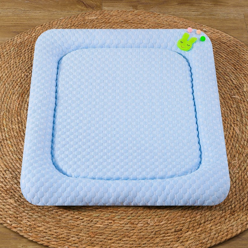 Blue Breathable Cooling Pet Mat - Ice Bean Summer Bed for Small Dogs (S : 35x47cm)