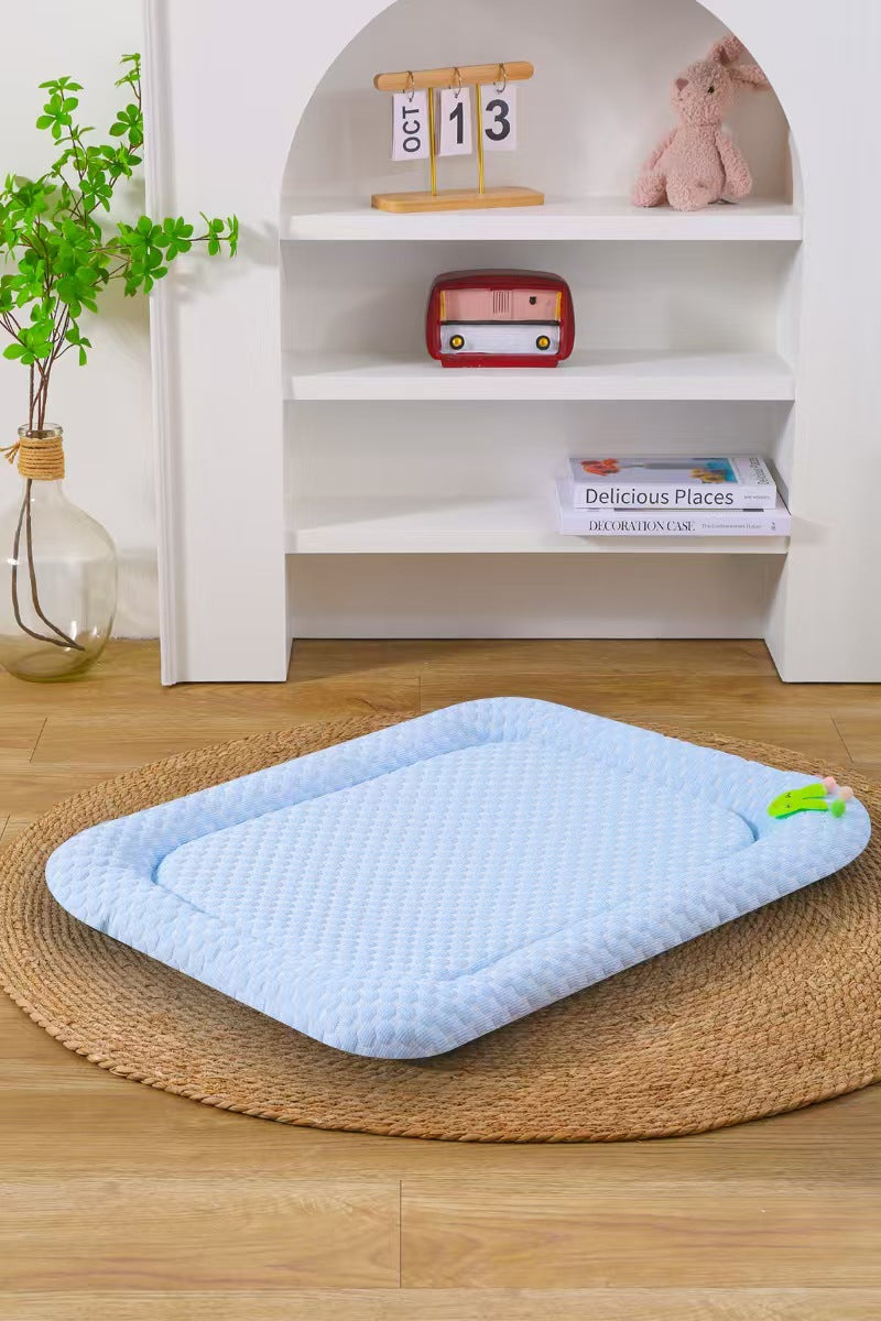 Blue Breathable Cooling Pet Mat - Ice Bean Summer Bed for Small Dogs (S : 35x47cm)