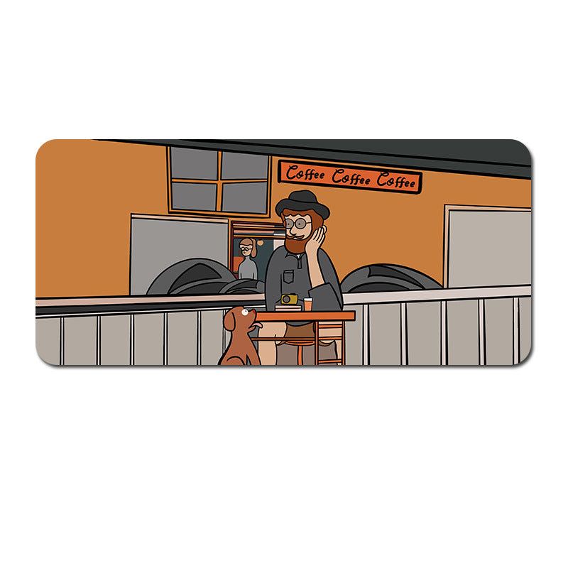 Extended Gaming Mousepad (90x40x0.4cm) - Big Beard Uncle Design, Stitched Edges - Style 3