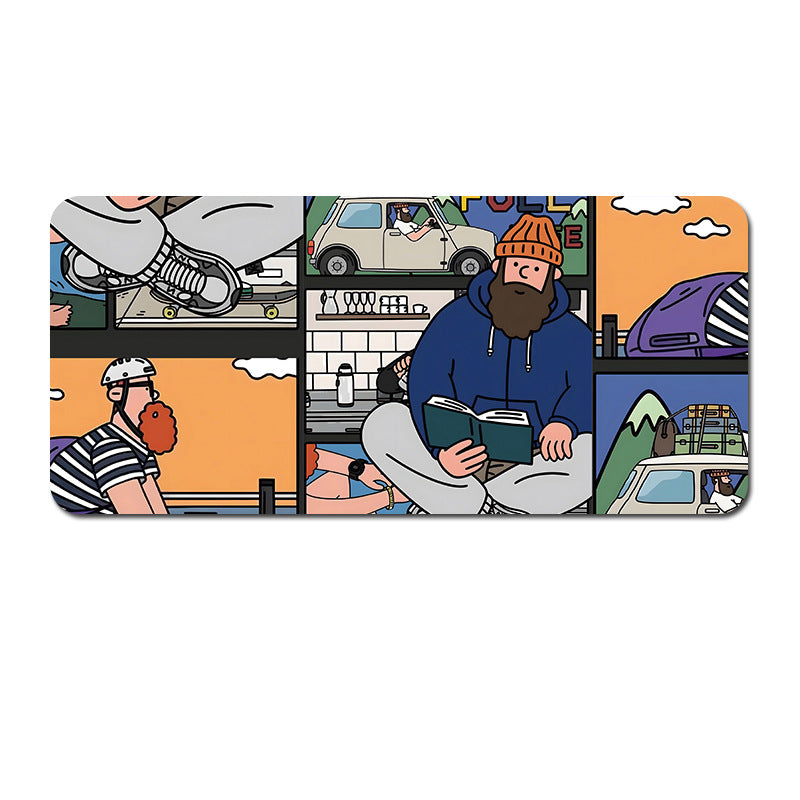 Extended Gaming Mousepad (90x40x0.4cm) - Big Beard Uncle Design, Stitched Edges - Style 4